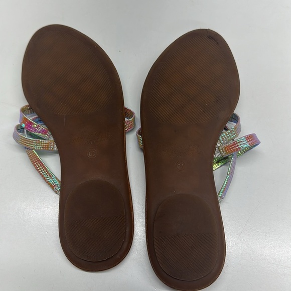 Loeffler Randall Sarie Sandals Strappy Leather Toe Ring Iridescent Colorful 6.5 - Picture 9 of 10